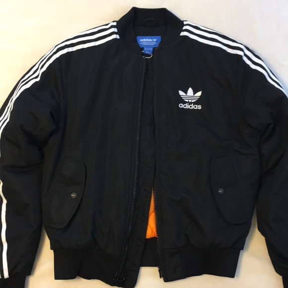 adidas logo padded bomber jacket